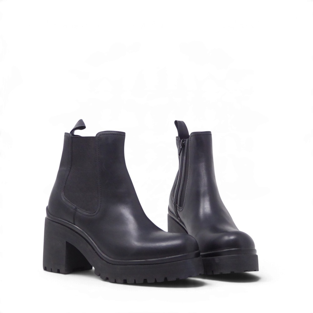 NEW Jeffrey Campbell Escob Women Ankle Boot Black Chunky Heel Lug Sole Chelsea 9